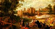 Peter Paul Rubens park utanfor ett slott oil